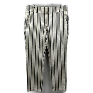 Ann Taylor Loft Pants Womens‎ Size 12 Striped Blue/Cream Cropped Modern Workwear